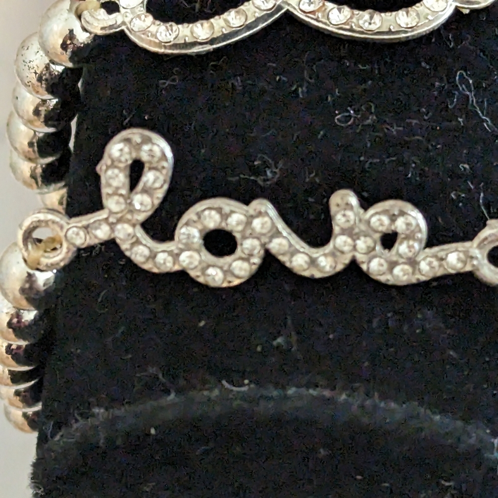 Bracelet Set Love Infinity Duo Beaded In Silver w/Accents Stretchy - Picture 5 of 8